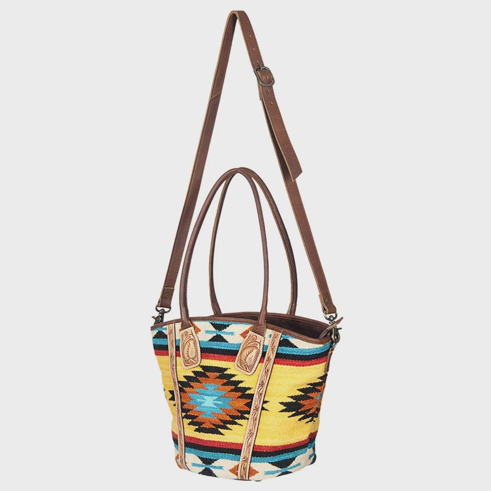 AD American Darling Tote Hand Tooled Saddle Blanket Genuine Leather Western