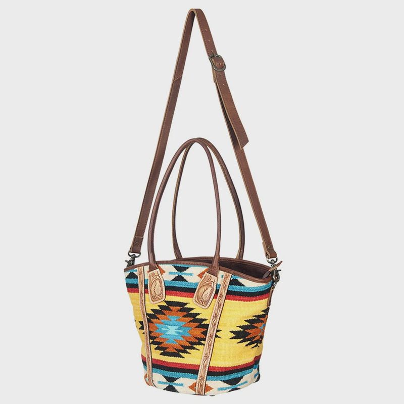 AD American Darling Tote Hand Tooled Saddle Blanket Genuine Leather Western