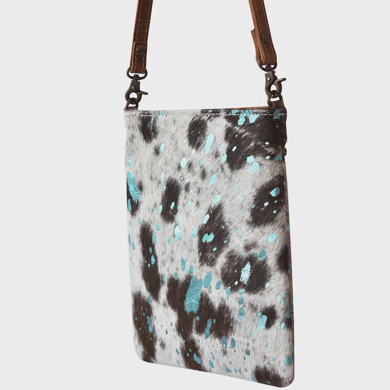 Turquoise Splash Hair-On Hide Chaps Bag - Genuine Leather Western Purse