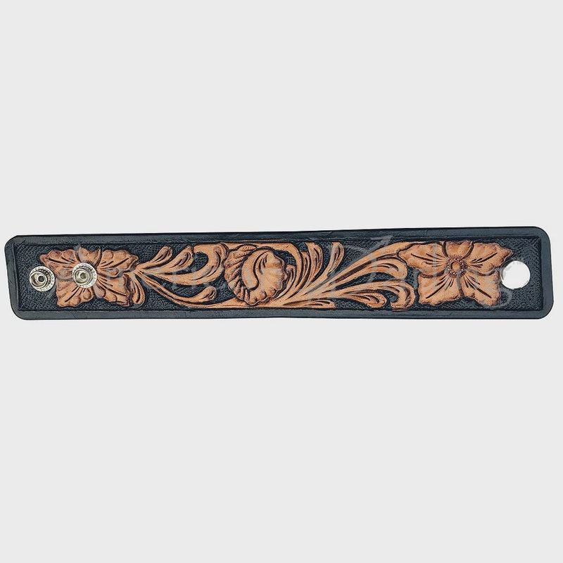 American Darling Hand tooled carved dark brown Genuine Leather Bracelet women