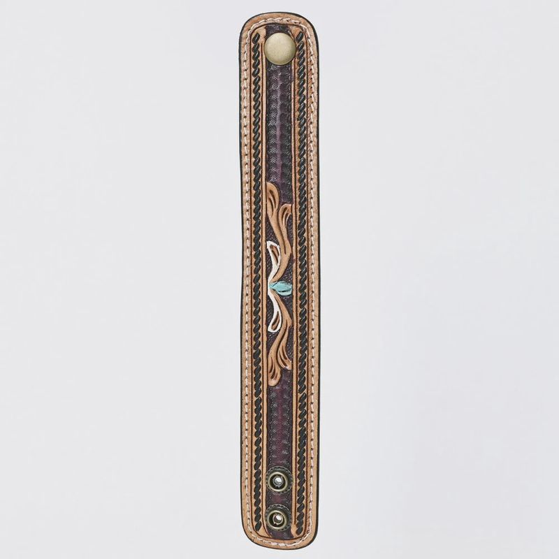 American Darling ADBRF149 Hand tooled carved Genuine Leather Bracelet women