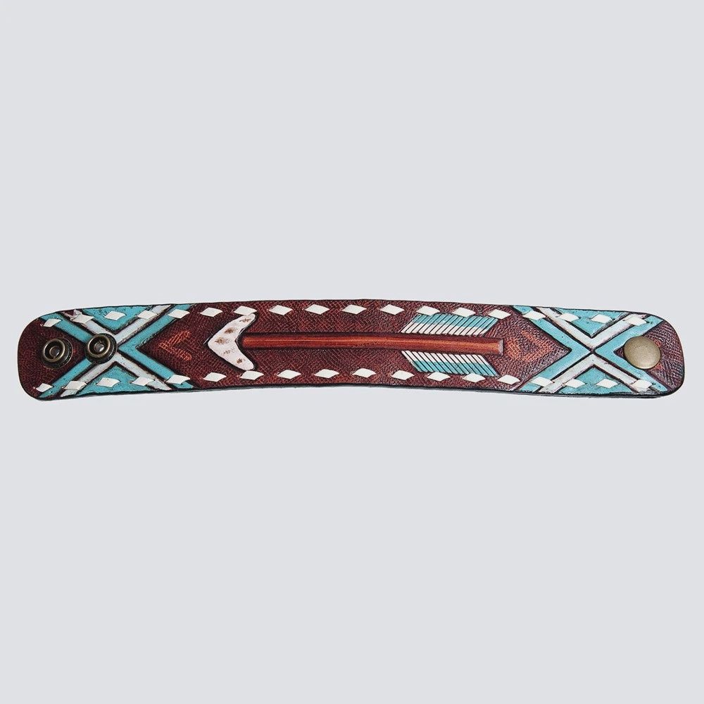 American Darling ADBRF167 Hand tooled carved Genuine Leather Bracelet women