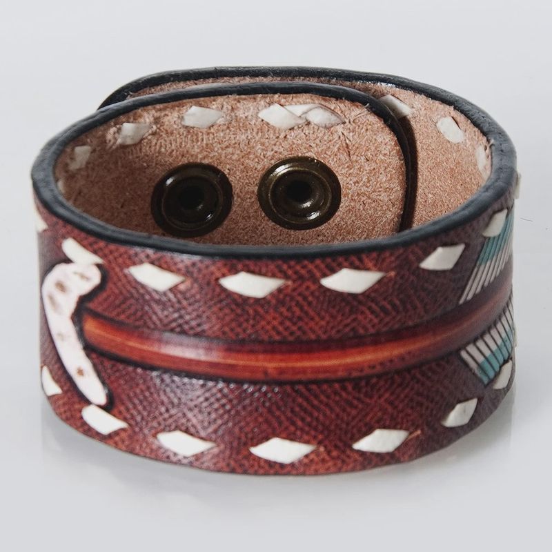 American Darling ADBRF167 Hand tooled carved Genuine Leather Bracelet women