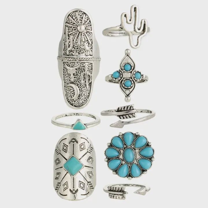 Southwest Style Turquoise &amp; Silver Rings
