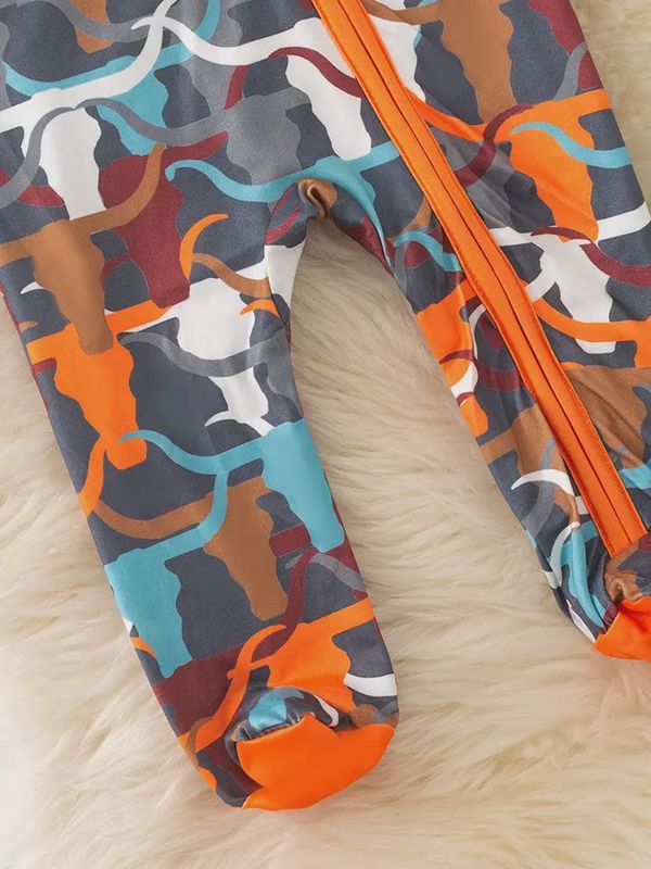 Multi-Color Longhorn Printed Baby Bodysuit