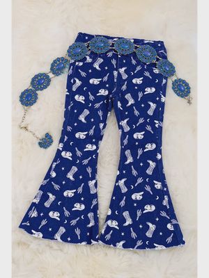 Navy Blue Cowgirl Printed Denim Jeans