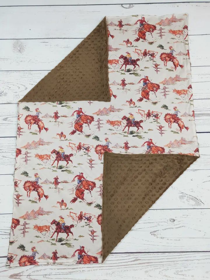 Western Rodeo Baby Blankets: Multiple Designs, style: Brown Rodeo