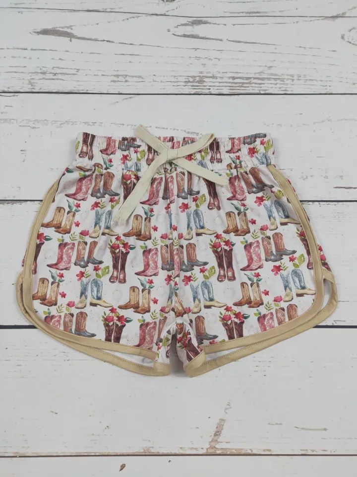 Girls Printed Summer Shorts: Multiple Designs, Size: 6-12 mo, style: Boot Print