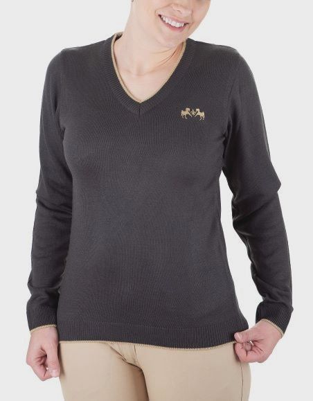 Equine Couture Morgan V-Neck Sweater, Colour: Charcoal, Size: Small