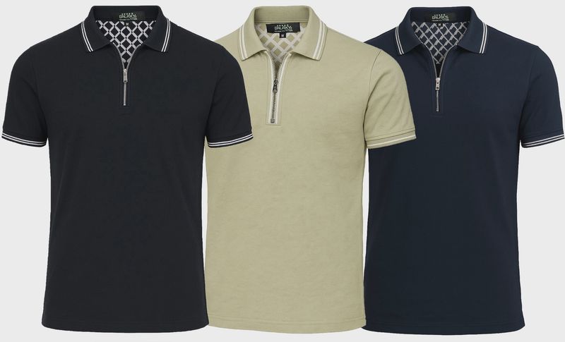 Galaxy By Harvic Mens Modern Fit Polo Shirt with Zip Placket