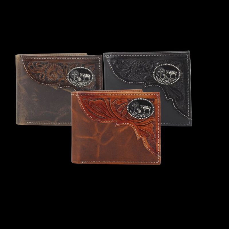 Oil Pull Up Wallet Kneeling Cowboy Concho ABW028KNLCBY