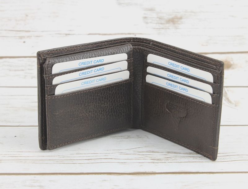 Tooled Leather Men's Wallet in Brown Ab W02 Brown