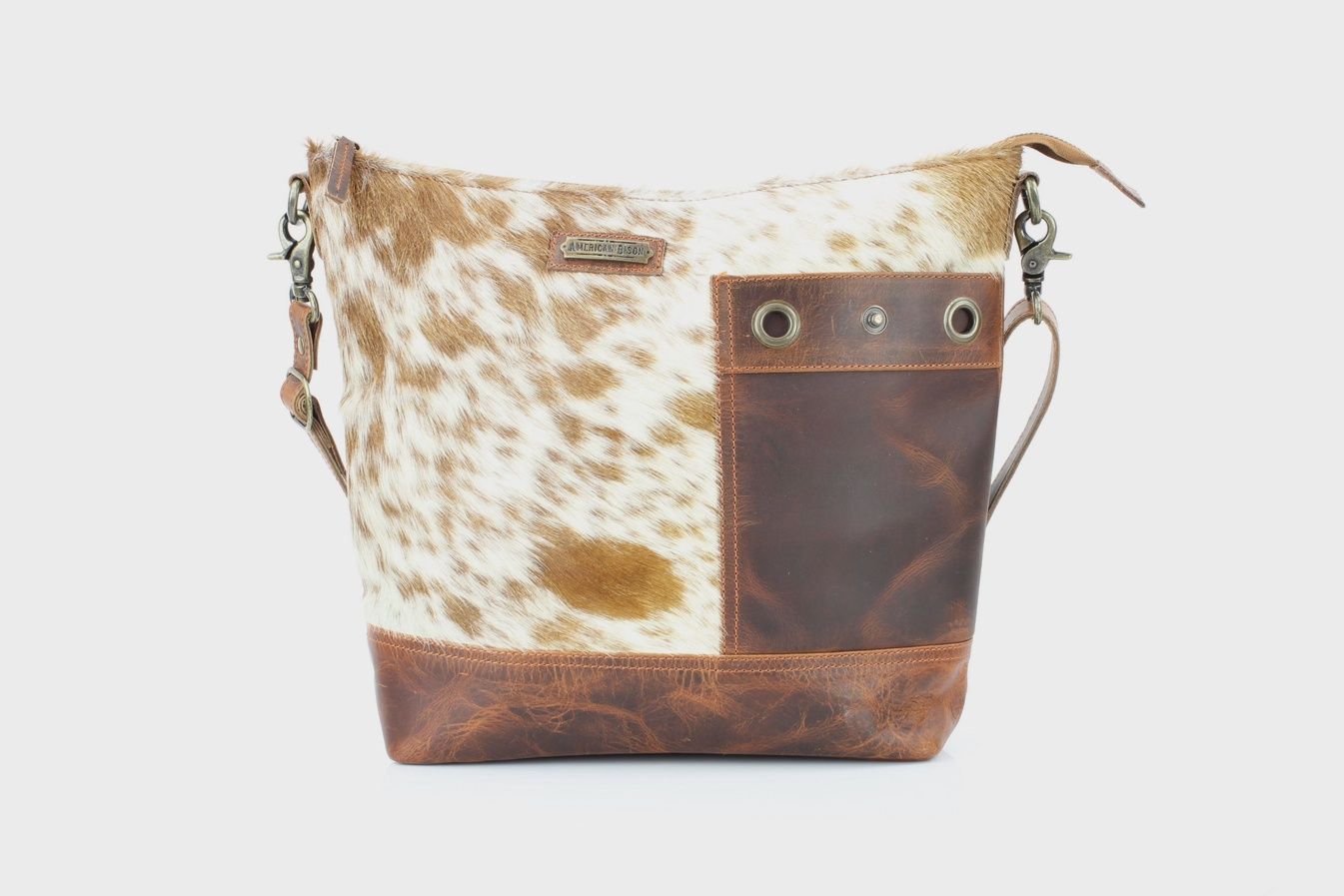 Hair-On-Hide Crossbody | Riveted Leather Pocket Ab 18-308