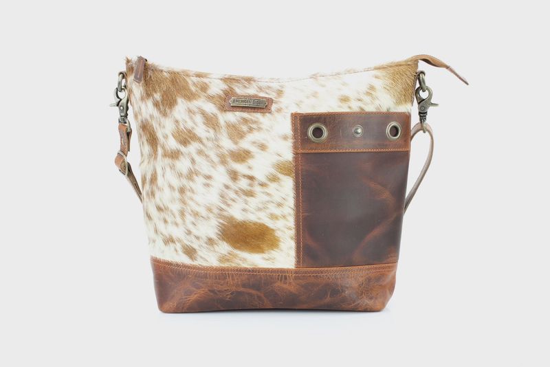 Hair-On-Hide Crossbody | Riveted Leather Pocket Ab 18-308