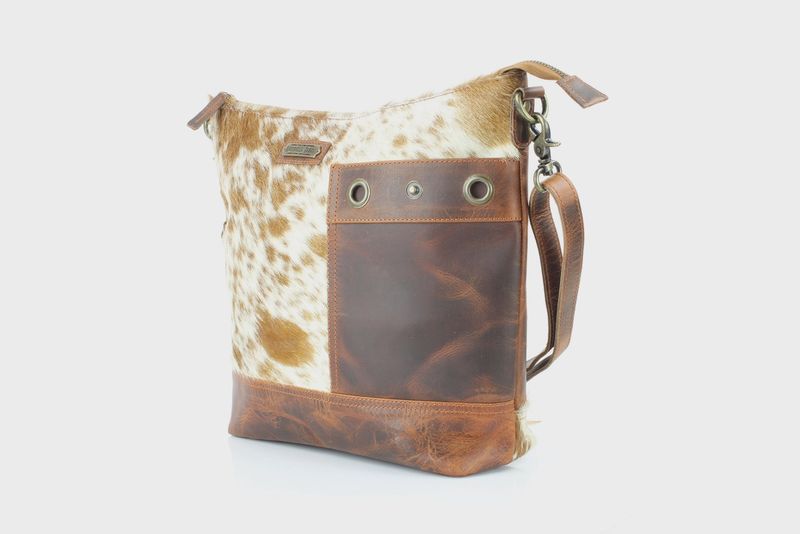 Hair-On-Hide Crossbody | Riveted Leather Pocket Ab 18-308