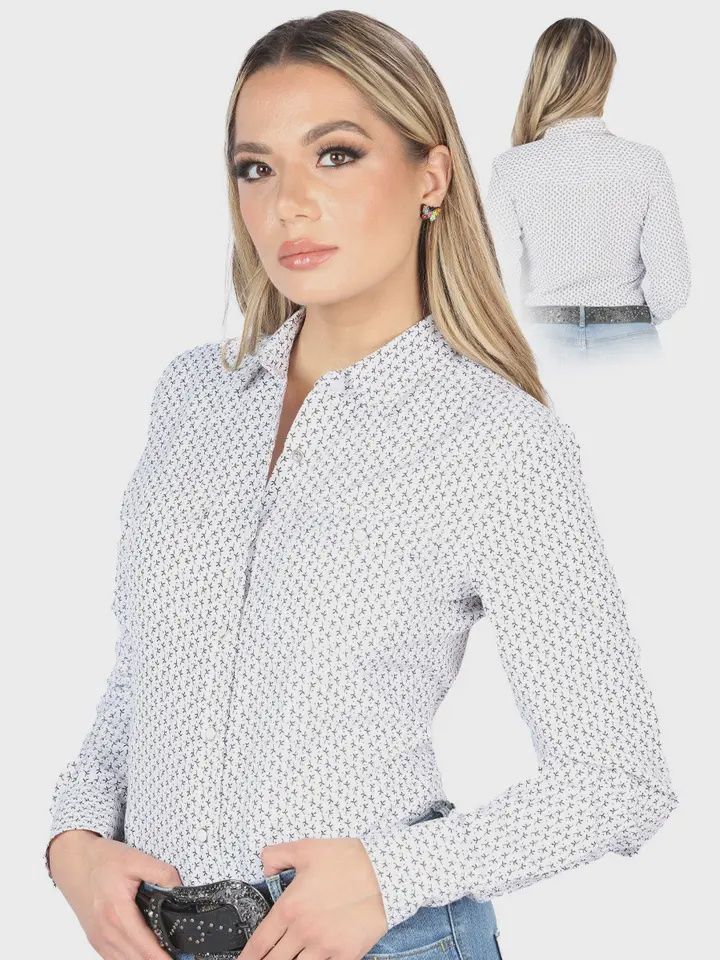 Centenario Long Sleeve Cowboy Shirt, Colour: White, Size: Small