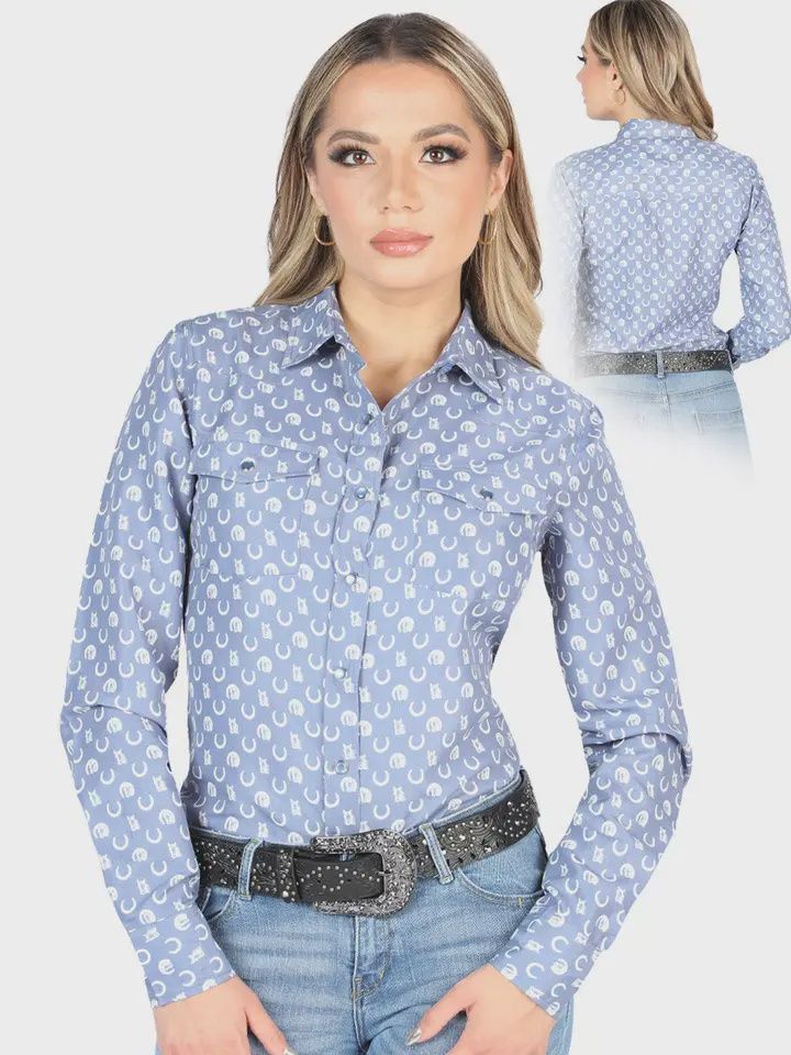 Centenario Long Sleeve Western Shirt 170595, Colour: Soft Blue, Size: Medium