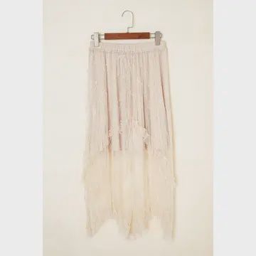 Lace High Waist Midi Skirt, Colour: Apricot, Material: Lace, Size: Small