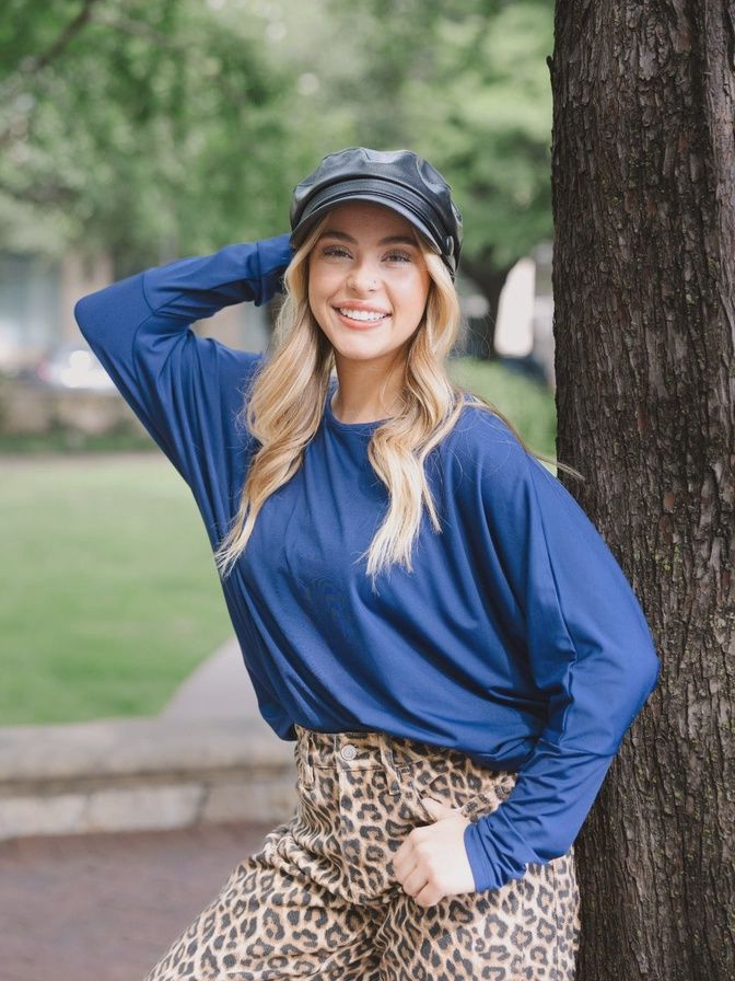 Long-Sleeve Crewneck, Colour: Navy, Size: Small