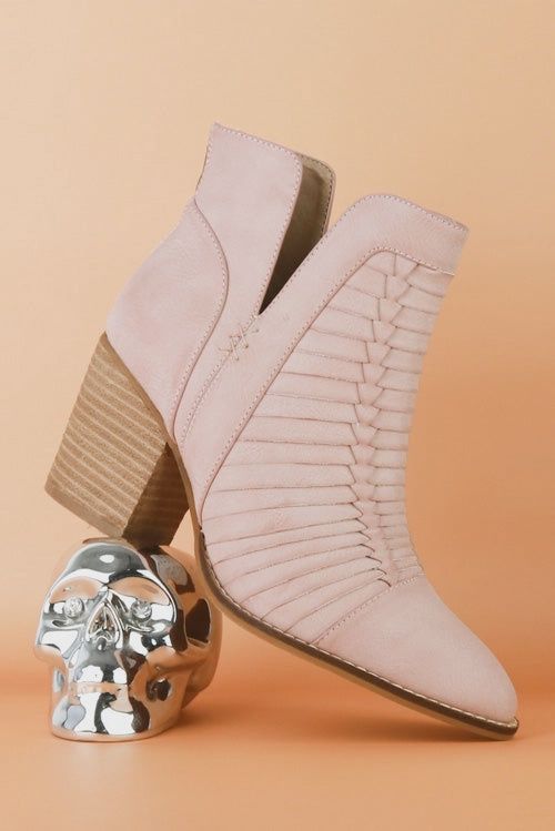 ALINA Woven Detail Ankle Booties, Colour: Blush, Size: 6