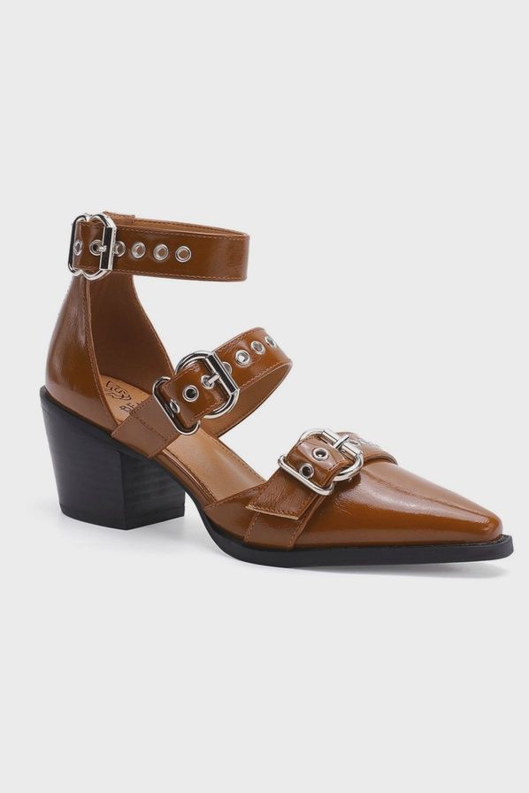 TESSA-Buckled Heeled Shoes, Colour: Camel, Size: 6