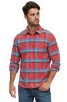 LARKSPUR LS VINTAGE WASH FLANNEL SHIRT, Colour: Red/Blue/Charcoal, Size: Small
