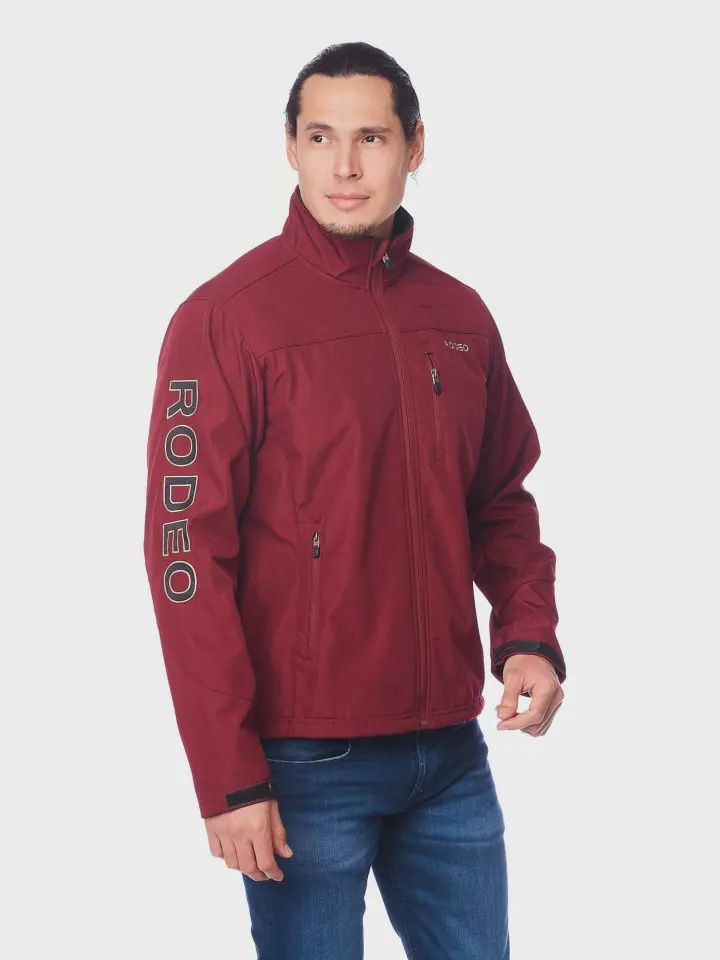 Rodeo Clothing Men's Embroidery Softshell Jacket-Burg-Black, Size: M