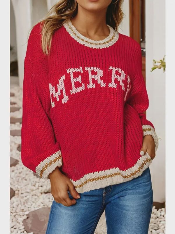 Ldc Merry Color Block Edge Drop Shoulder Cozy Sweater