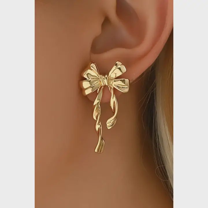 Ldc Bow Knot Plated Alloy Stud Earrings