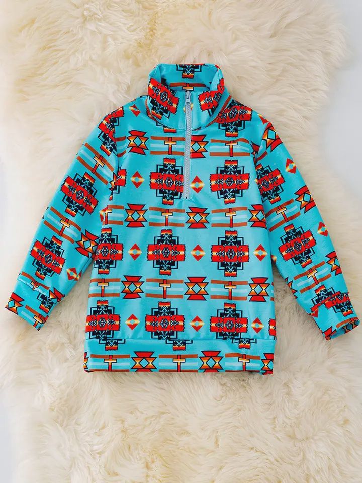 Boys Aztec Pullover Sweatshirt, Size: XS