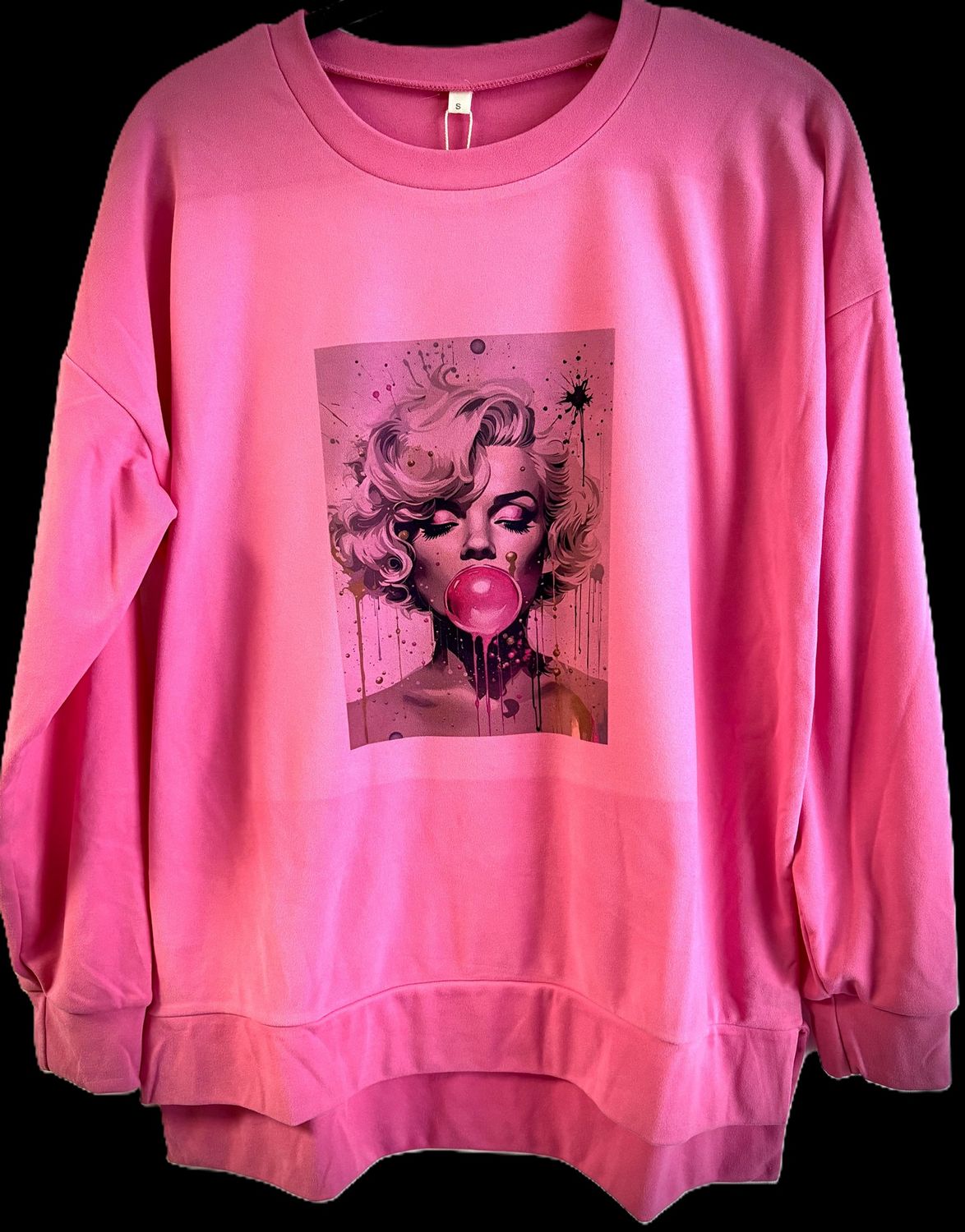 Marilyn Monroe Micro Fleece Crewneck, Colour: Pink, Size: Small