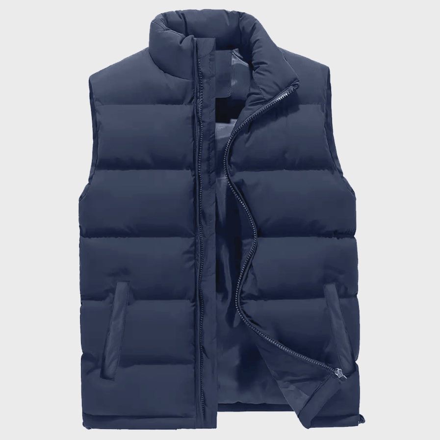 Men's Modern Fit Heavyweight Puffer Bubble Vest, Color: Navy, Size: Small