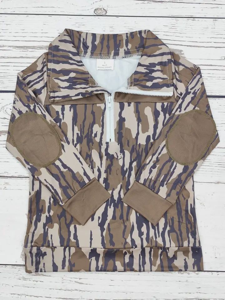 Kids Camouflage Zip Hunting Pullover