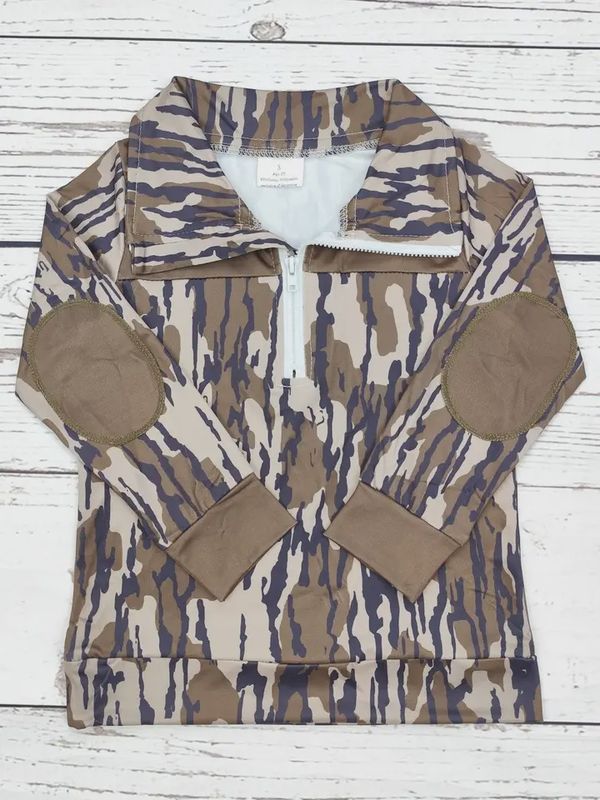 Kids Camouflage Zip Hunting Pullover
