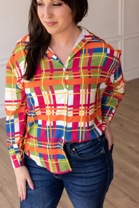 The Cathryn Multicolor Plaid Button Down Top