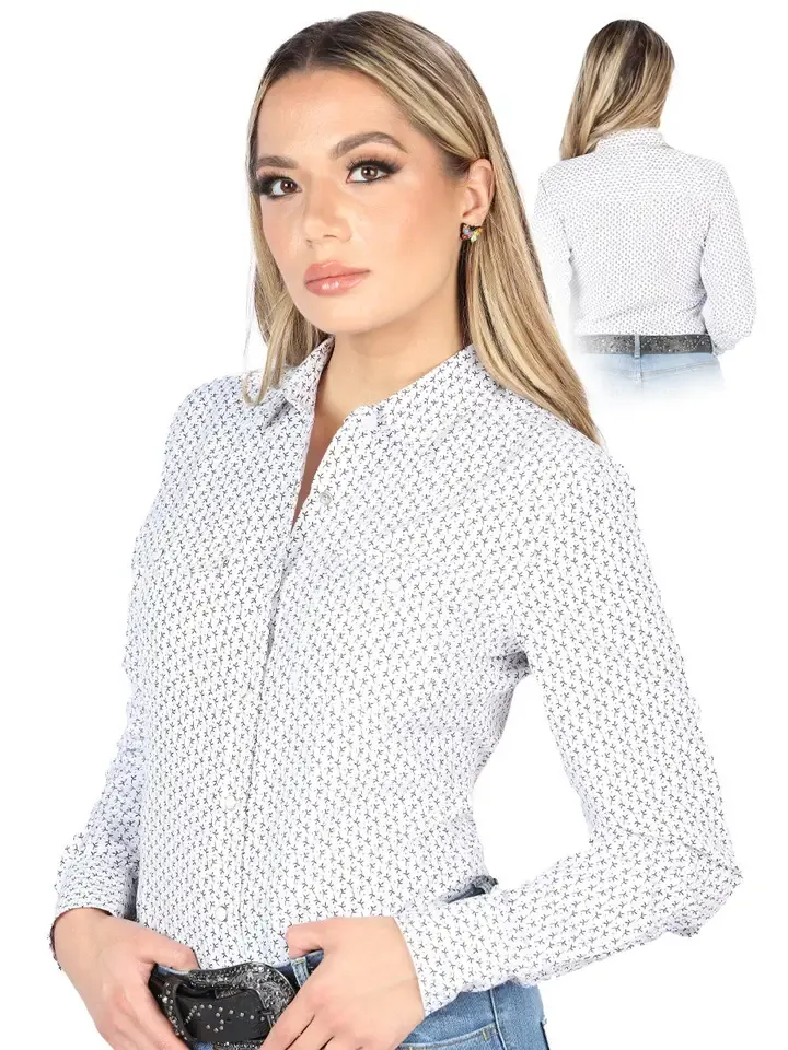 Centenario Long Sleeve Cowboy Shirt, Colour: White, Size: Small