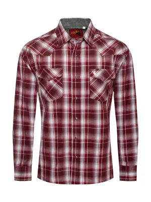 Men's Western Long Sleeve Pearl Snap Plaid Shirt