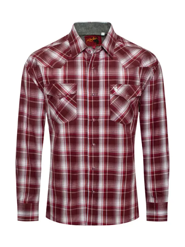 Men's Western Long Sleeve Pearl Snap Plaid Shirt