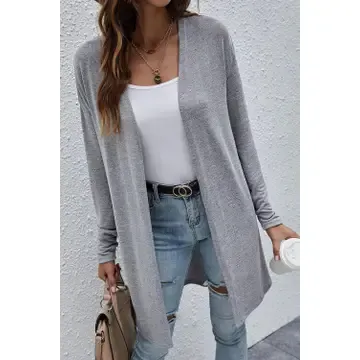 Solid Open Front Lightweight Cardigan