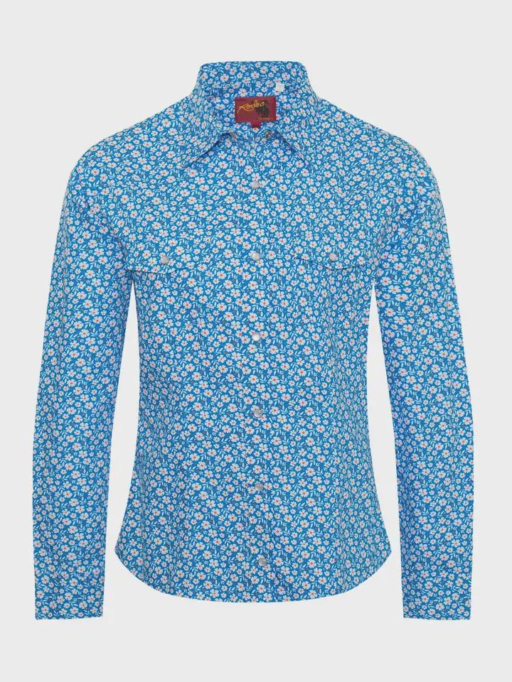 Women's Western Floral Print Pearl Snap Shirt, Size: S