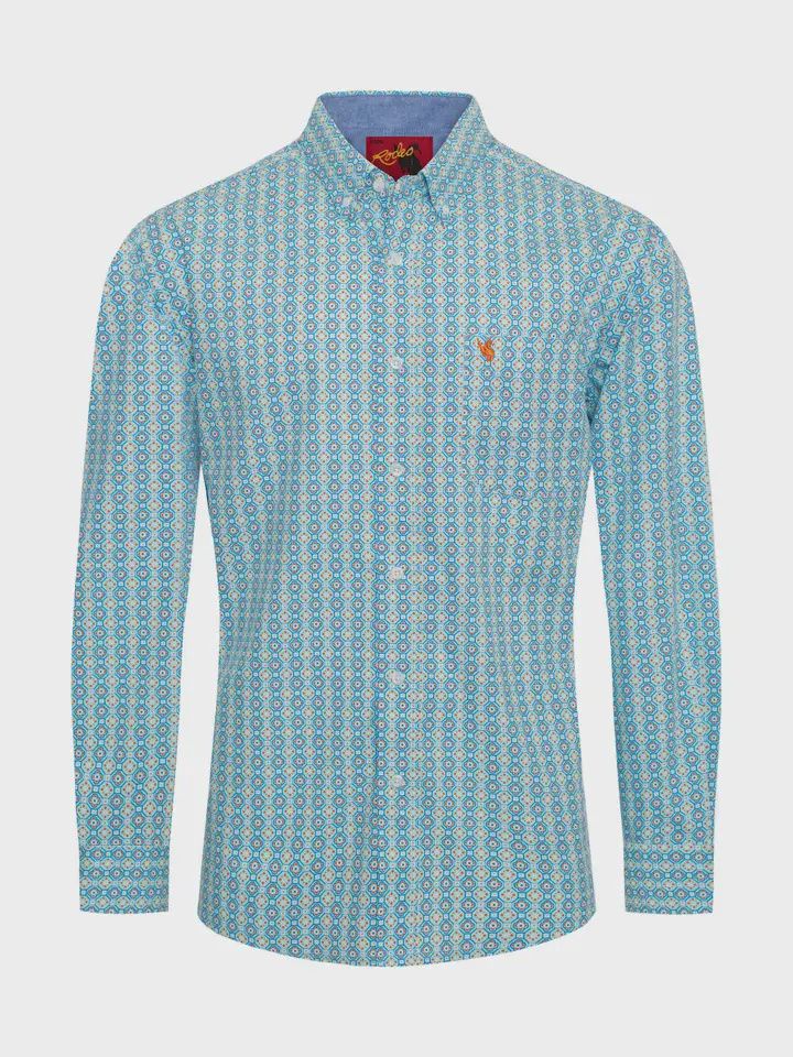 Men's 100% Cotton Poplin Print SHIRT, Size: M
