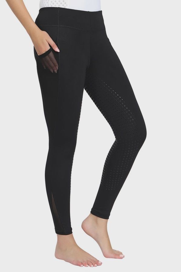 Tuffrider Ladies Minerva Equicool Full Seat Tights, Colour: Black, Size: Small