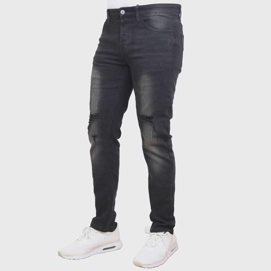 Men's Stretch Ripped Jeans, Colour: Black, Size: 30x32