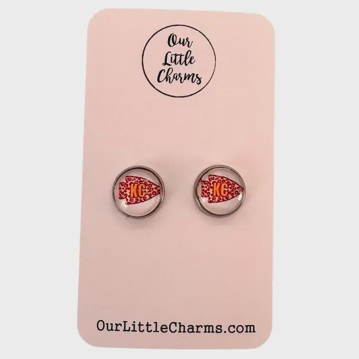 Kc Arrowhead Football Stud Earrings