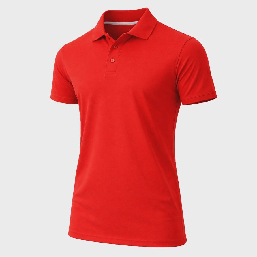 Men's Dry Fit Moisture-Wicking Polo Shirt, Color: Red, Size: Small