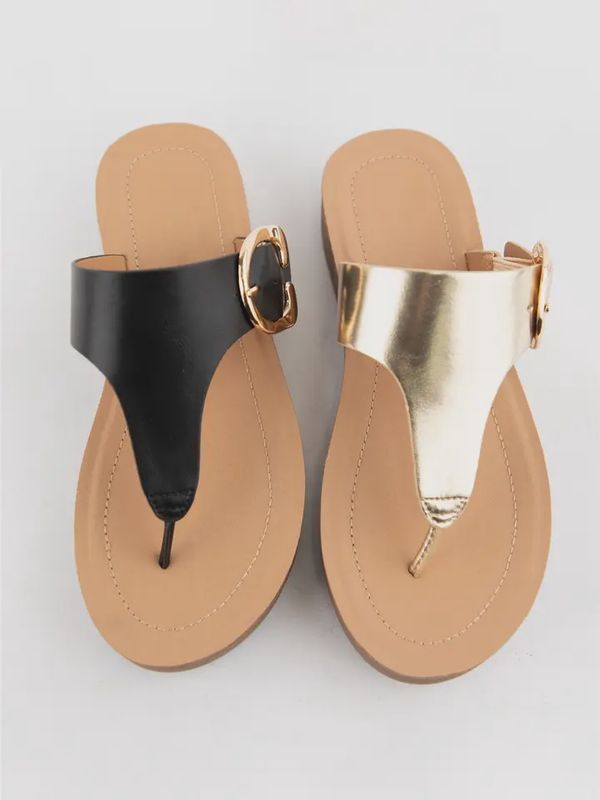 Belt Strap Pointed-Toe Slip On Flats
