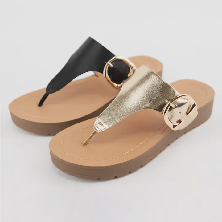 Belt Strap Pointed-Toe Slip On Flats, Size: 6