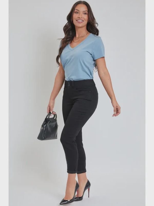 Petite Hide Your Muffin Top 2 Button Ankle Jean-