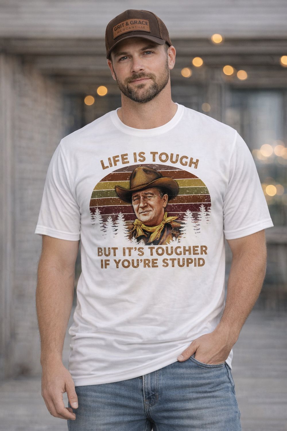 “Life Is Tough” Western Cowboy Tee – Grit &amp; Grace Custom, Size: S