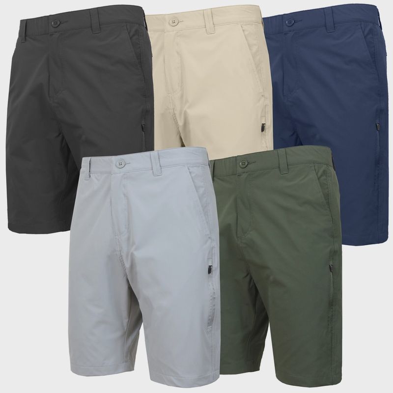 Mens 6-Pocket Quick Dry Stretch Zipper Pocket Golf Shorts